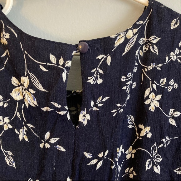 Scarlet maxi dress fit and flare navy blue floral size m vintage made in Canada - Picture 9 of 9